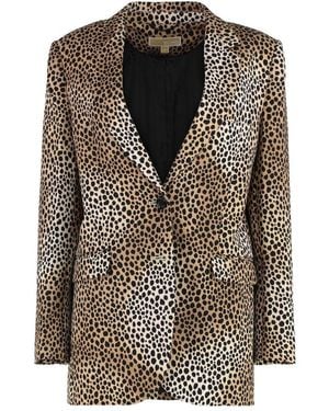 MICHAEL Michael Kors Leopard Printed Single-Breasted Blazer - Brown