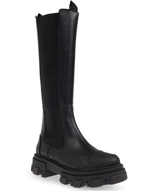 Ganni Retro Flatform Round-Toe Ankle Boots in Black | Lyst