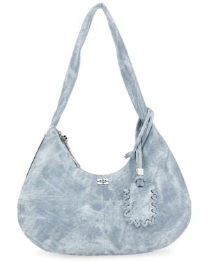 Ganni Bleached Medium Hobo Bag - Blue