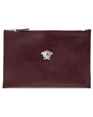 Versace Medusa-Plaque Zipped Pouch - Purple