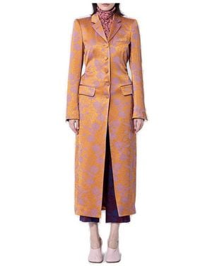 Dries Van Noten Jacquard Single-Breasted Coat - Orange