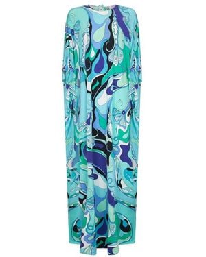 Emilio Pucci Orchidee Print Stretch Jersey Caftan - Blue