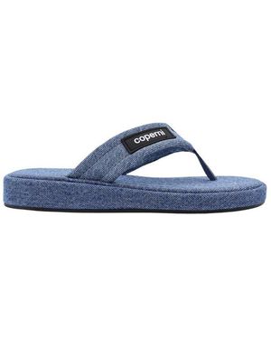 Coperni Denim Open Thong Heeled Sandals in Blue | Lyst