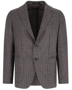 Tagliatore Single-Breasted Checked Blazer - Black