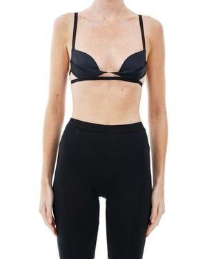 Nensi Dojaka Double Petal Strapped Satin Bra - Black