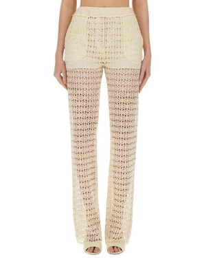 インナー・ルームウェアその他 ALYSI SS25 MACRAME BODYSUIT (105505 P5201MERIN) Alysi Crew Neck Bodysuit In White | ModeSens