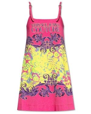 Versace Jeans Couture Logo Printed Sleeveless Dress - Pink