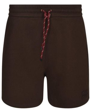 Miu Miu Drawstring Fleece Shorts - Brown
