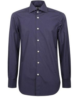 Kiton Long-Sleeved Curved Hem Shirt - Blue