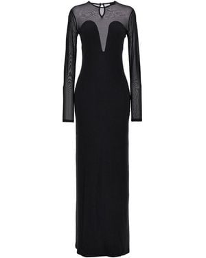 Atlein Long Stretch Evening Dress - Black