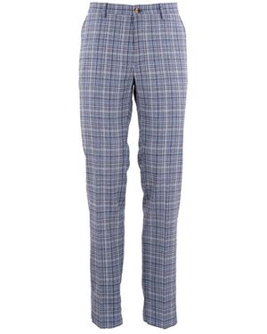 Etro Checked Trousers - Blue