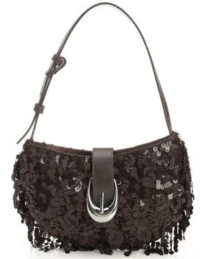 STAUD Alana Sequined Shoulder Bag - Black