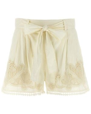 Twinset Openwork Embroidery Shorts - Natural