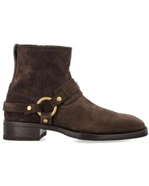 Tom Ford Round Toe Harness Detailed Boots - Brown