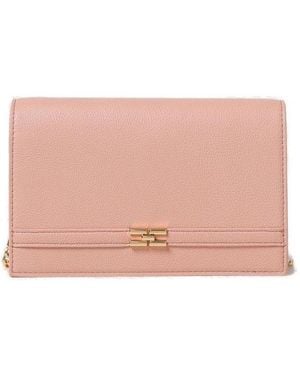 Elisabetta Franchi Logo Plaque Chain Linked Clutch Bag - Pink