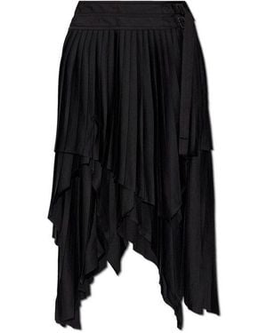 AllSaints Asymmetric Pleated Midi Skirt - Black