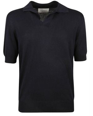 Ballantyne V-neck Ribbed Polo Shirt - Black