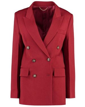 Victoria Beckham Double-Breasted Wool Blazer - Red