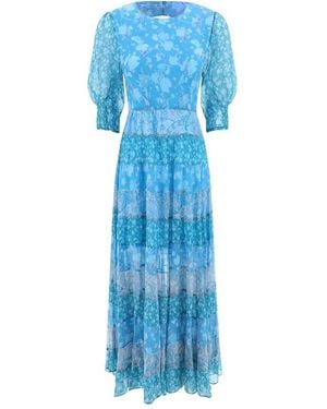 RIXO London Agyness Back Tied Maxi Dress - Blue