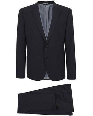 Emporio Armani Single-breasted Pressed Crease Tailored Suit - Blue