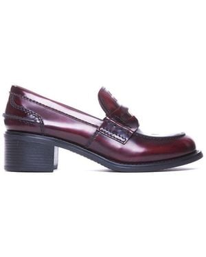 Miu Miu Logo-embossed Penny Loafers - Purple