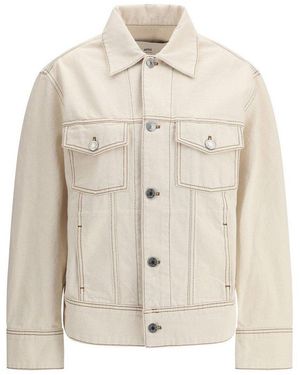 Ami Paris Paris Logo Patch Denim Jacket - Natural