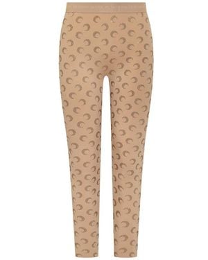 Marine Serre Leggings With Crescent Moon Decoration - Natural