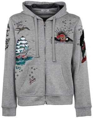 Valentino Graphic Printed Zip-Up Jacket - Grey