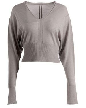 Rick Owens V-Neck Knitted Jumper - White