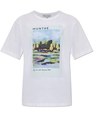 Munthe Artistic Graphic Print Top - White