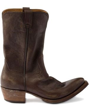 Prada Pointed-Toe Western Boots - Brown