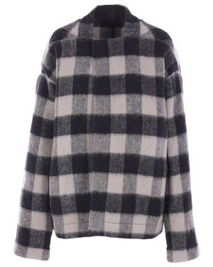 Rick Owens Long-Sleeved Checked Coat - Black