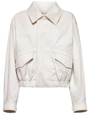 Lemaire Elasticated Hem Twill Bomber Jacket - White