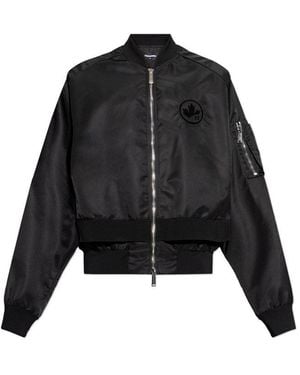 DSquared² Logo-Appliqué Zipped Bomber Jacket - Black