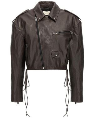 Magda Butrym Cropped Biker Jacket - Black