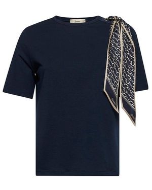 Herno Jersey T-Shirt With Scarf - Blue