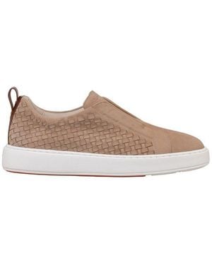 Santoni Woven Slip-On Trainers - Brown