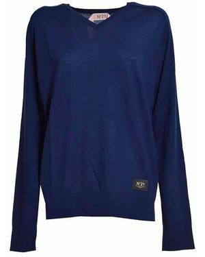 N°21 Virgin Wool V-Neck Pullover - Blue