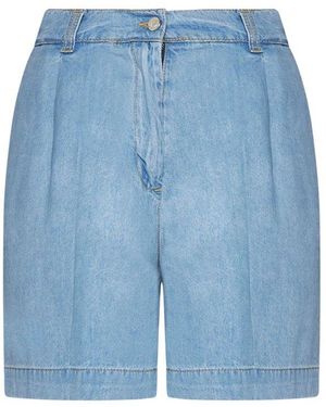Kaos Pleated Denim Shorts - Blue