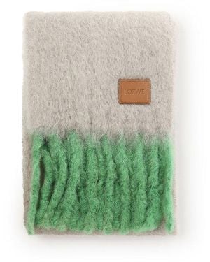 Loewe Logo-Patch Fringed Scarf - Green