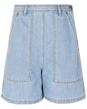 Weekend by Maxmara Logo Patch Denim Shorts - Blue