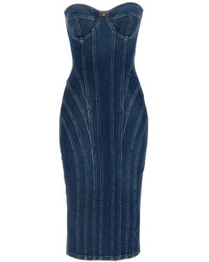 Elisabetta Franchi Denim Bustier Dress - Blue