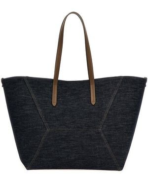 Brunello Cucinelli Bc Duo Denim Tote Bag - Blue