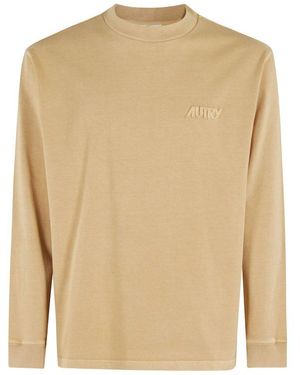 Autry Relaxed-Fit Long Sleeve Shirt With Embossed Logo - Natural