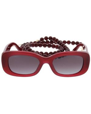 CHANEL Square Frame Beaded Sunglasses - Red
