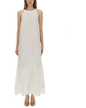 120% Lino Sleeveless Maxi Dress - White