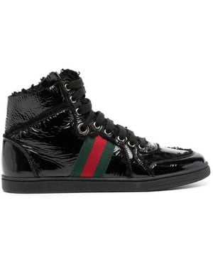 Gucci Crinkled Finish High Top Sneakers - Black