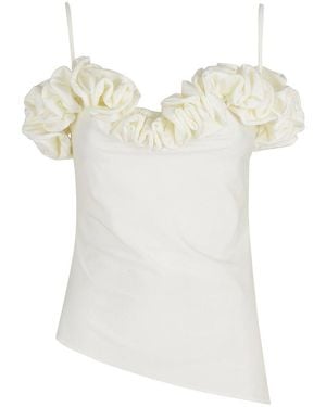 Coperni Ivory Ruffle-Detail Jersey Top - White