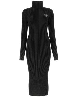 Versace Jeans Couture Ribbed Turtleneck Dress - Black