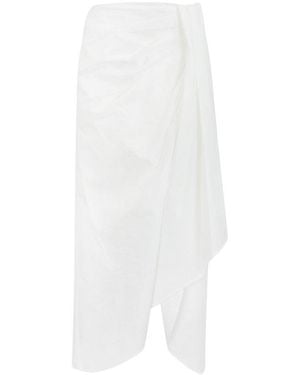 Twinset Asymmetric Midi Poplin Skirt - White